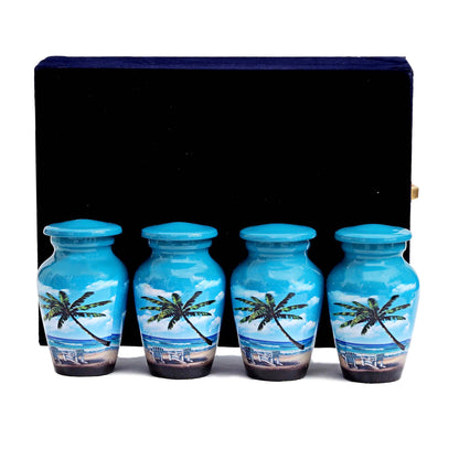 Set of 4 Smart Choice Ocean Breeze Peaceful Palm Tree Keepsake Memorial Urn