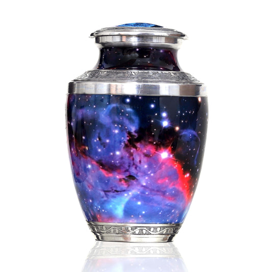 Cosmic Tribute Cremation Urn – Handcrafted Urn with Galaxy Design & Keepsake Velvet Bag