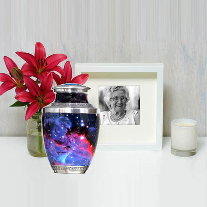 Cosmic Tribute Cremation Urn – Handcrafted Urn with Galaxy Design & Keepsake Velvet Bag