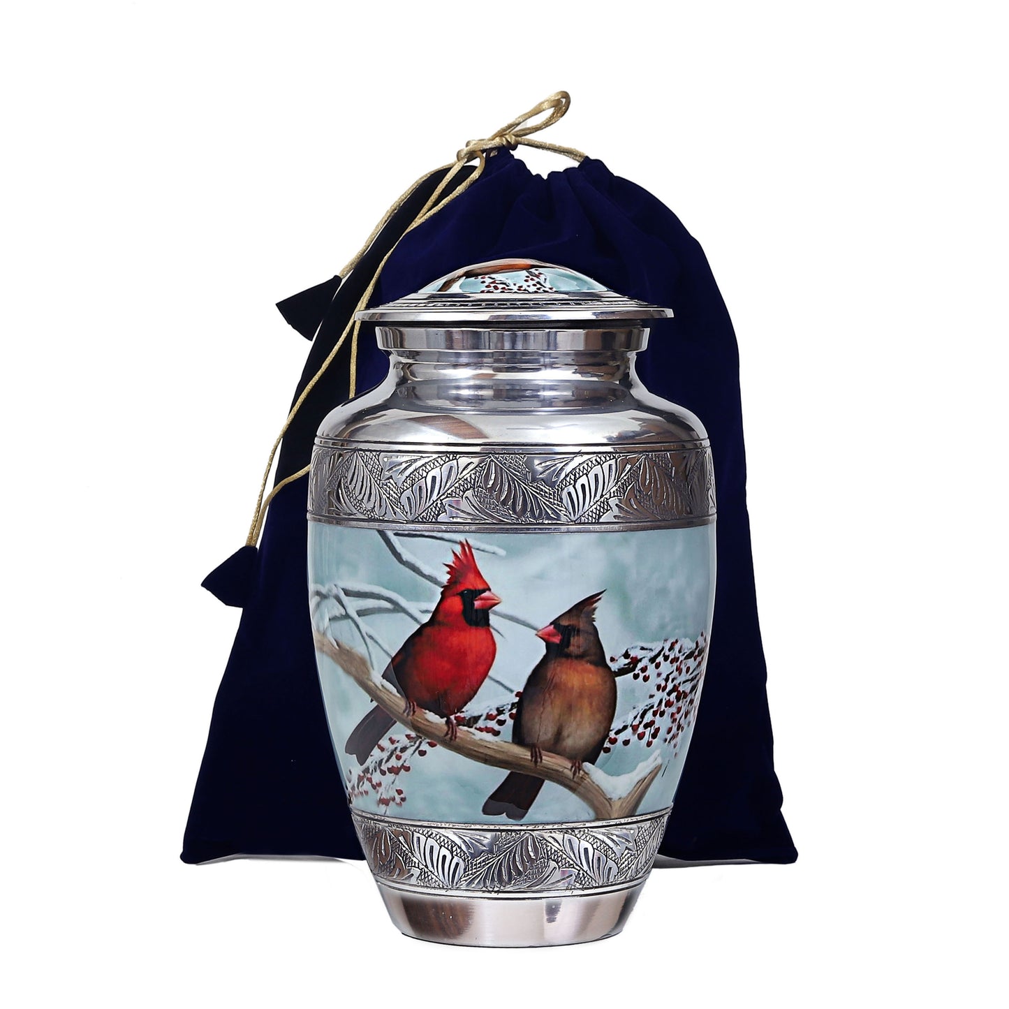 Elegant Cardinal Bird Urn – Handcrafted Metal Funeral Urn for Loved Ones