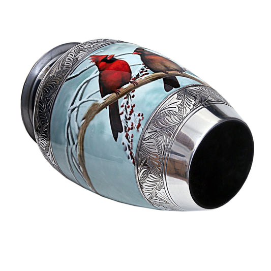 Elegant Cardinal Bird Urn – Handcrafted Metal Funeral Urn for Loved Ones