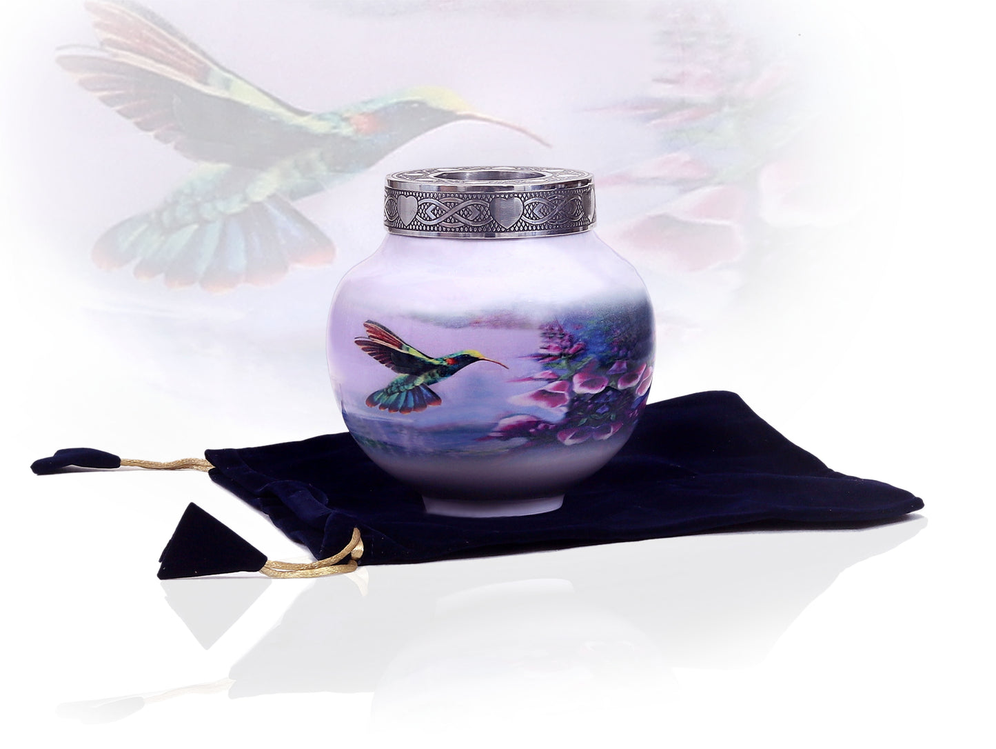 Handcrafted Hummingbird Cremation Urn – Beautiful Floral Design for Ashes