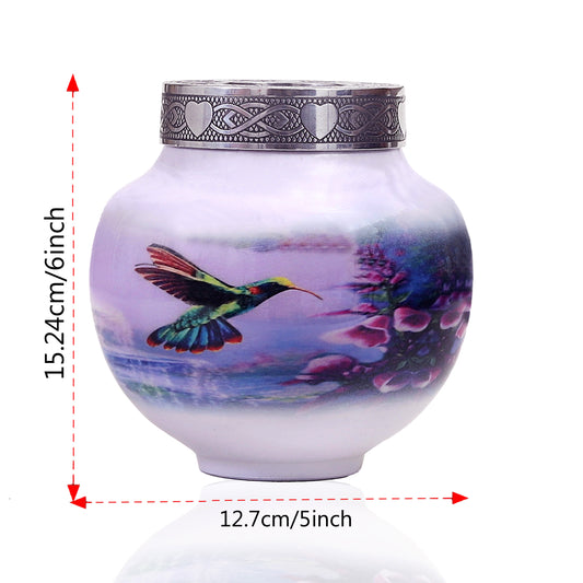 Handcrafted Hummingbird Cremation Urn – Beautiful Floral Design for Ashes