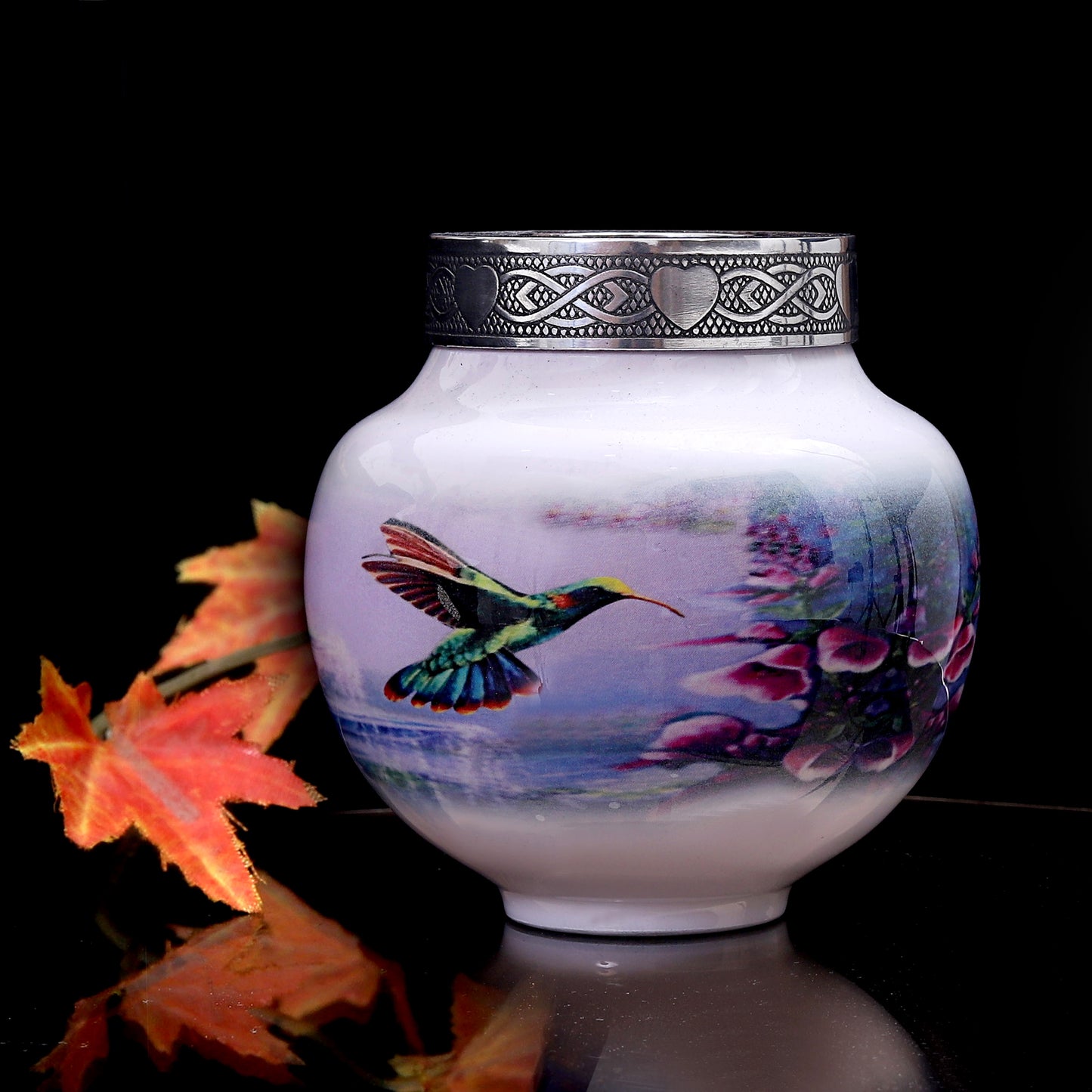 Handcrafted Hummingbird Cremation Urn – Beautiful Floral Design for Ashes