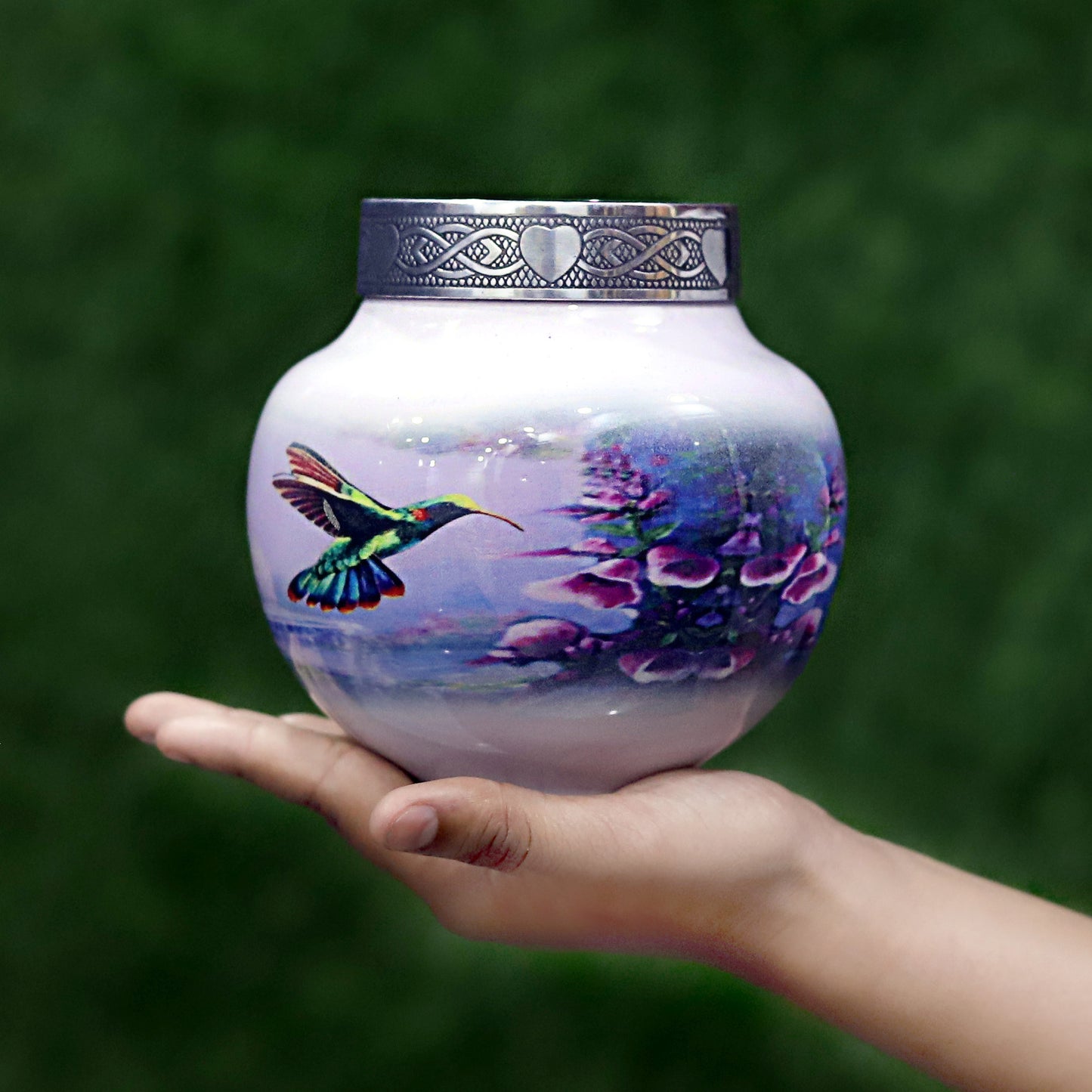 Handcrafted Hummingbird Cremation Urn – Beautiful Floral Design for Ashes