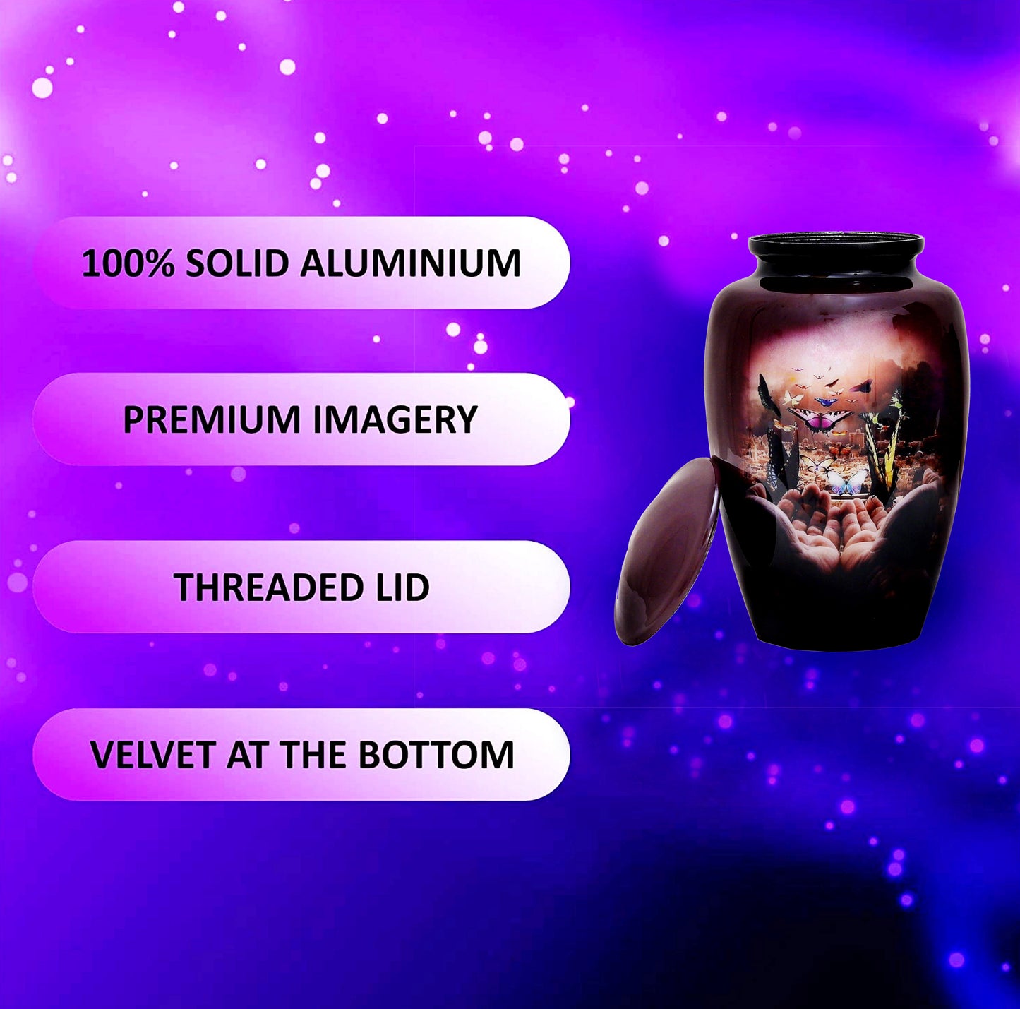 Purple butterfly urn