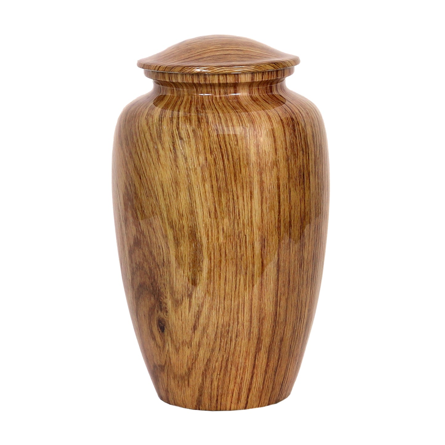 Wooden finish aluminium urn