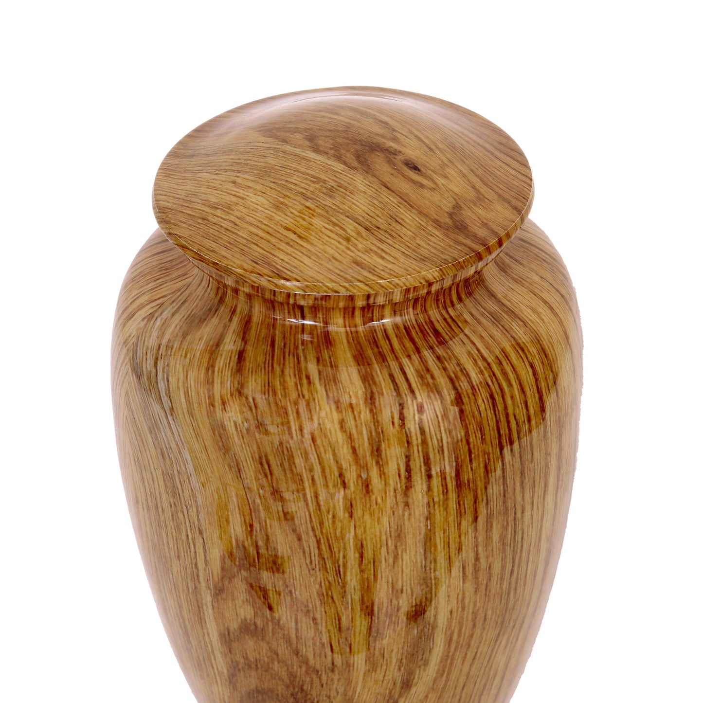 Wooden finish aluminium urn