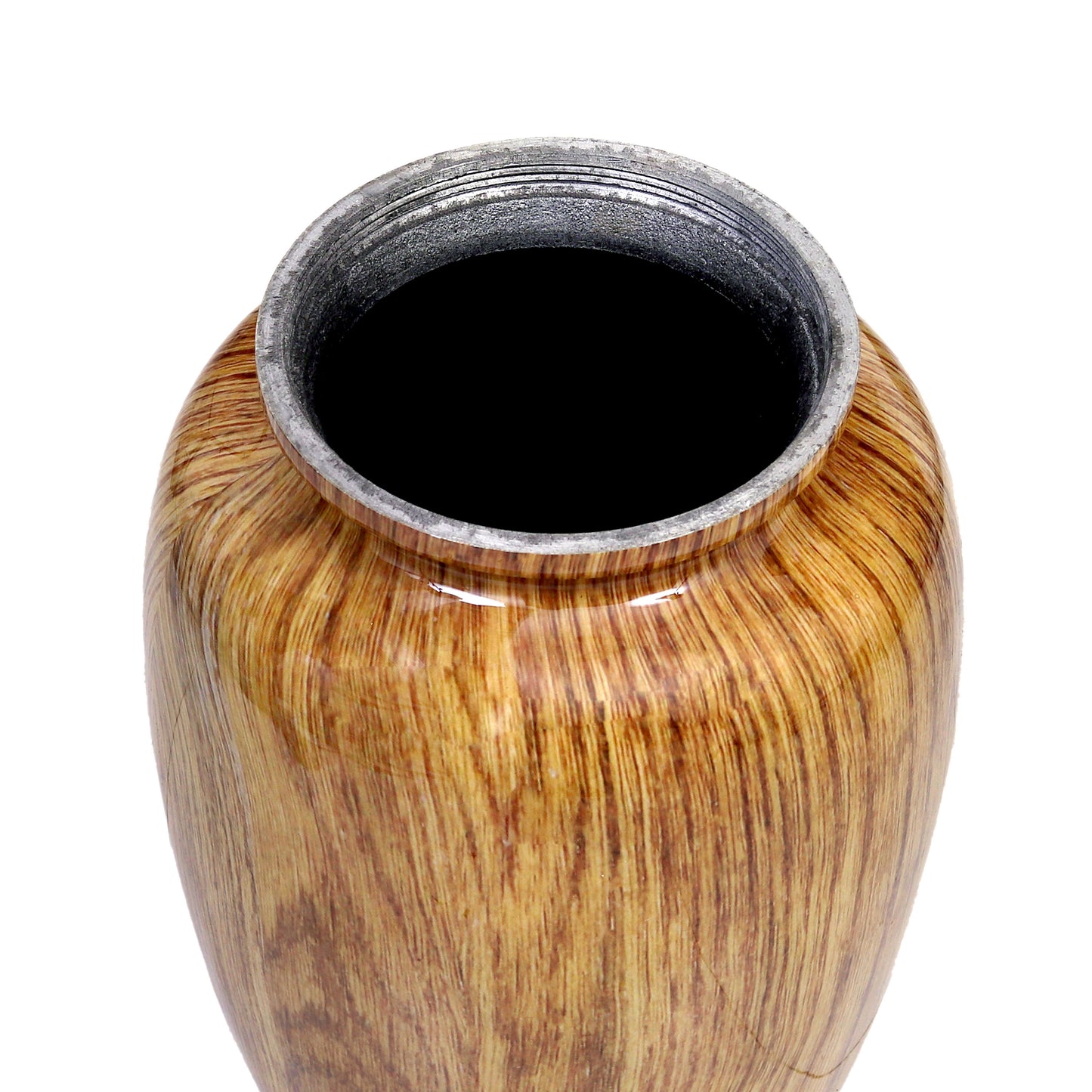 Wooden finish aluminium urn