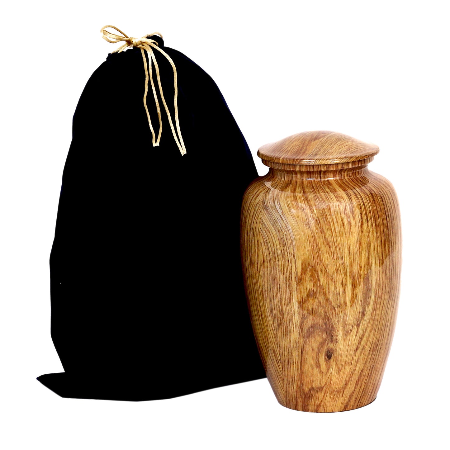 Wooden finish aluminium urn