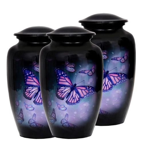 Adult Black Butterflies Pattern Cremation Urn