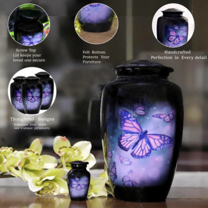 Large Black Butterfly Cremation Urn