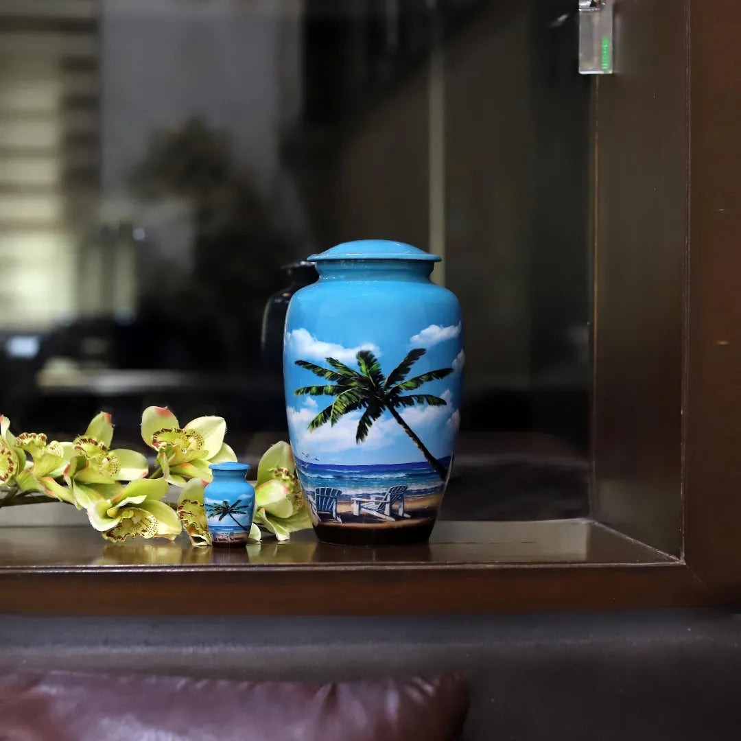 Large Ocean Breeze Palm Tree Cremation Urn