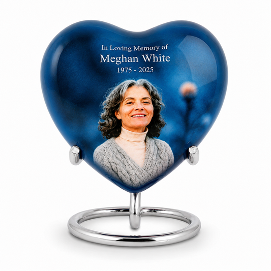 Midnight Serenade Heart Small Keepsake Urn With Stand Option