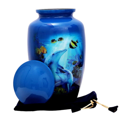 Adult Aquatic Dolphins Design Cremation Urn