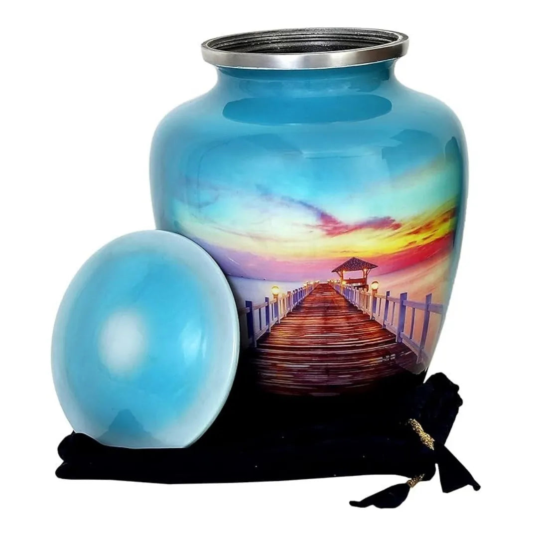Ocean Sunset Pier Design Adult Cremation Urn