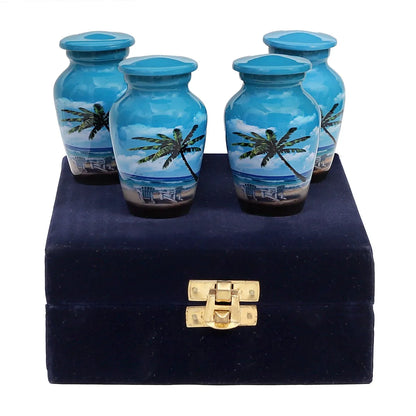 Keepsake Urn Set of 4 - Ocean Breeze Palm Tree Cremation Urn