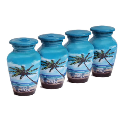 Keepsake Urn Set of 4 - Ocean Breeze Palm Tree Cremation Urn