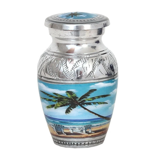 Small Beach Themed Cremation Keepsake Urn for Ashes