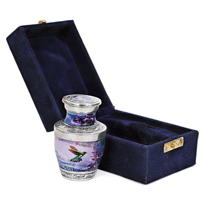 Small Velvet-Pouch Hummingbird Keepsake Urn