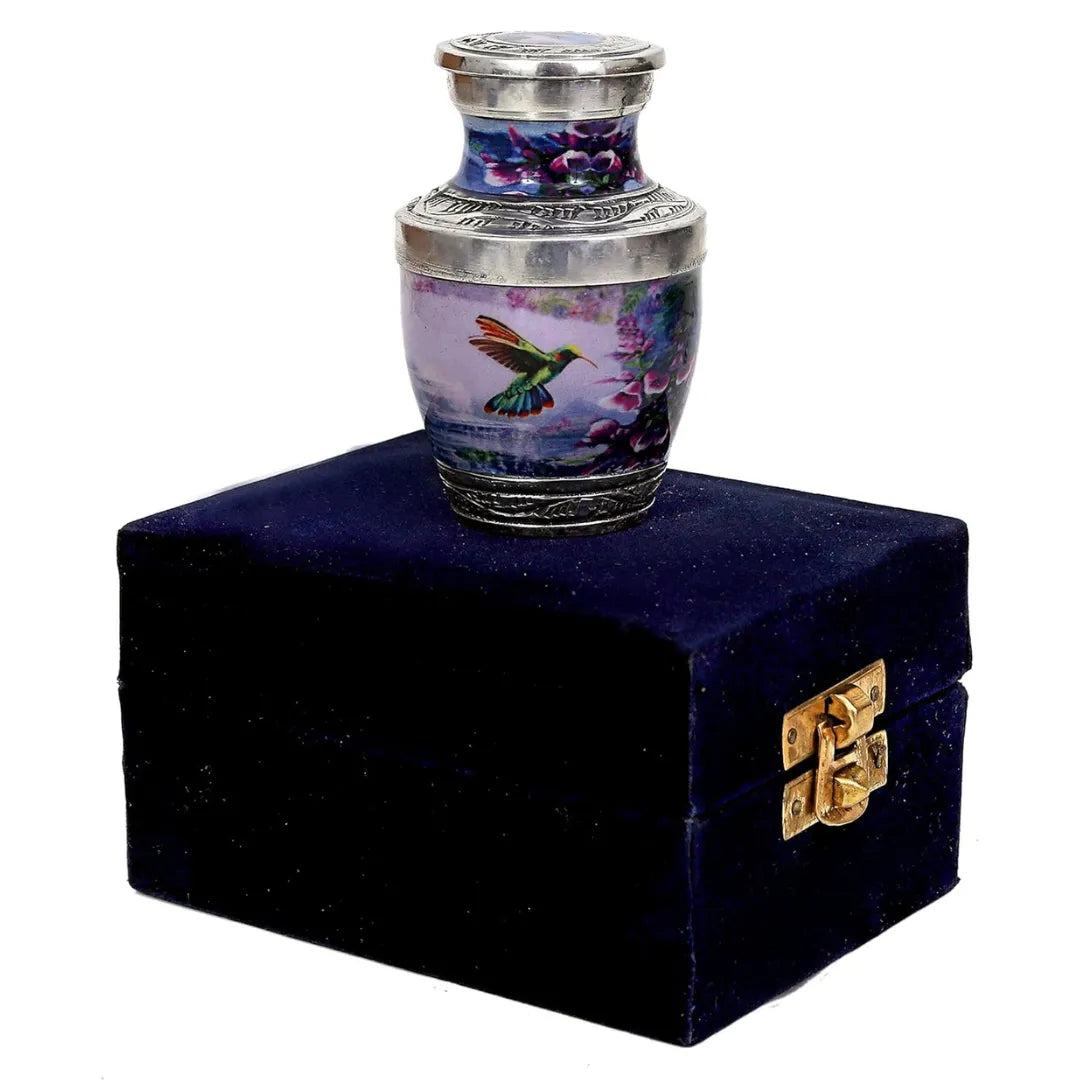 Small Velvet-Pouch Hummingbird Keepsake Urn