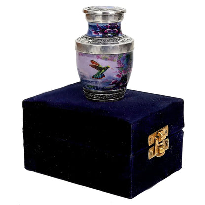 Small Velvet-Pouch Hummingbird Keepsake Urn