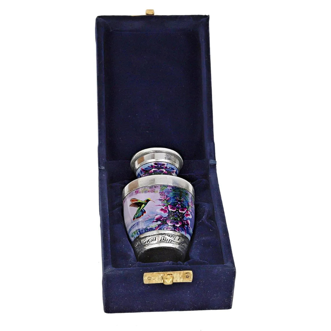 Small Velvet-Pouch Hummingbird Keepsake Urn