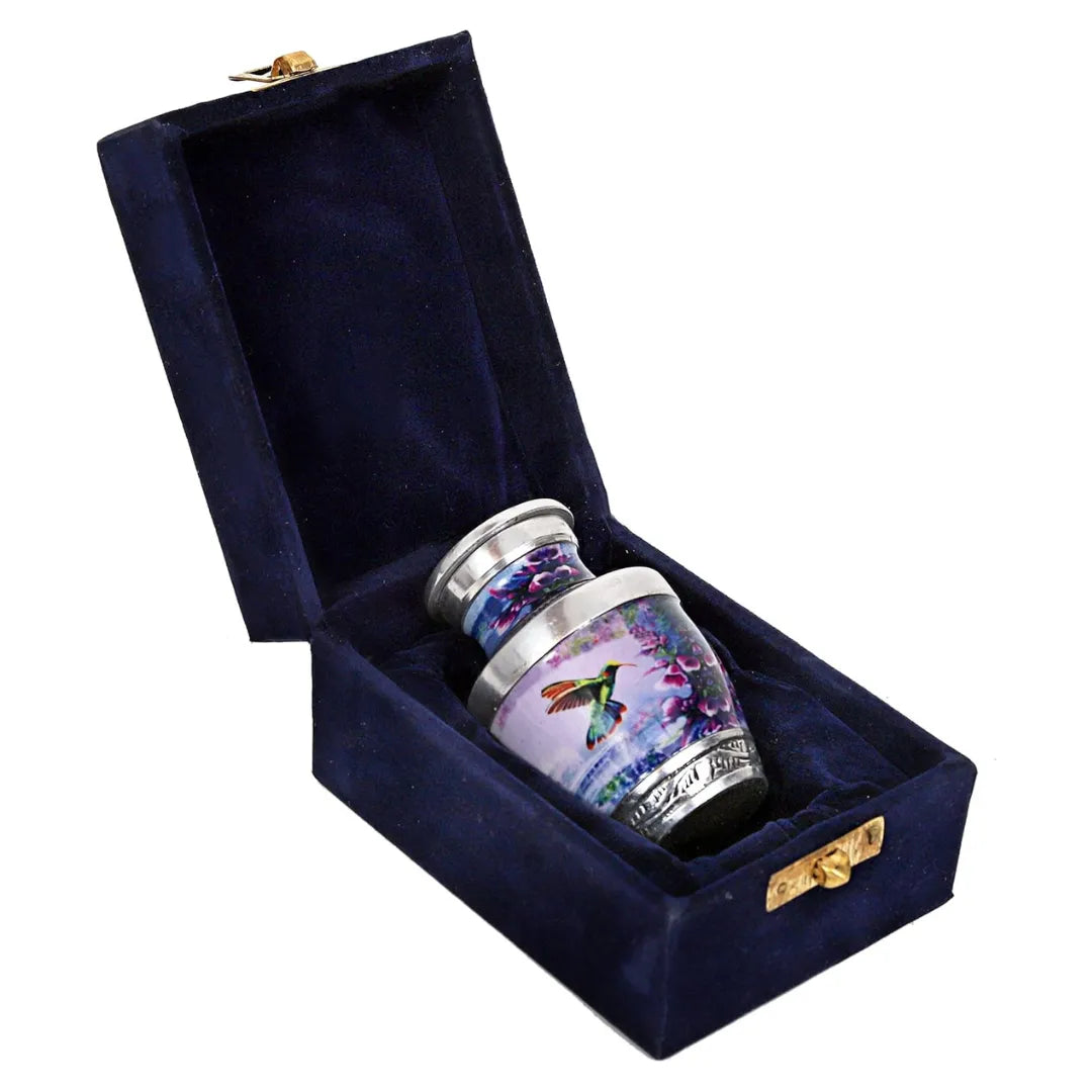 Small Velvet-Pouch Hummingbird Keepsake Urn