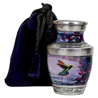 Small Velvet-Pouch Hummingbird Keepsake Urn