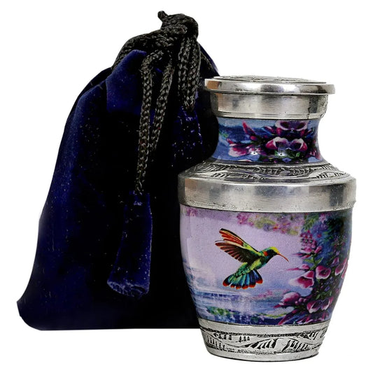 Small Velvet-Pouch Hummingbird Keepsake Urn