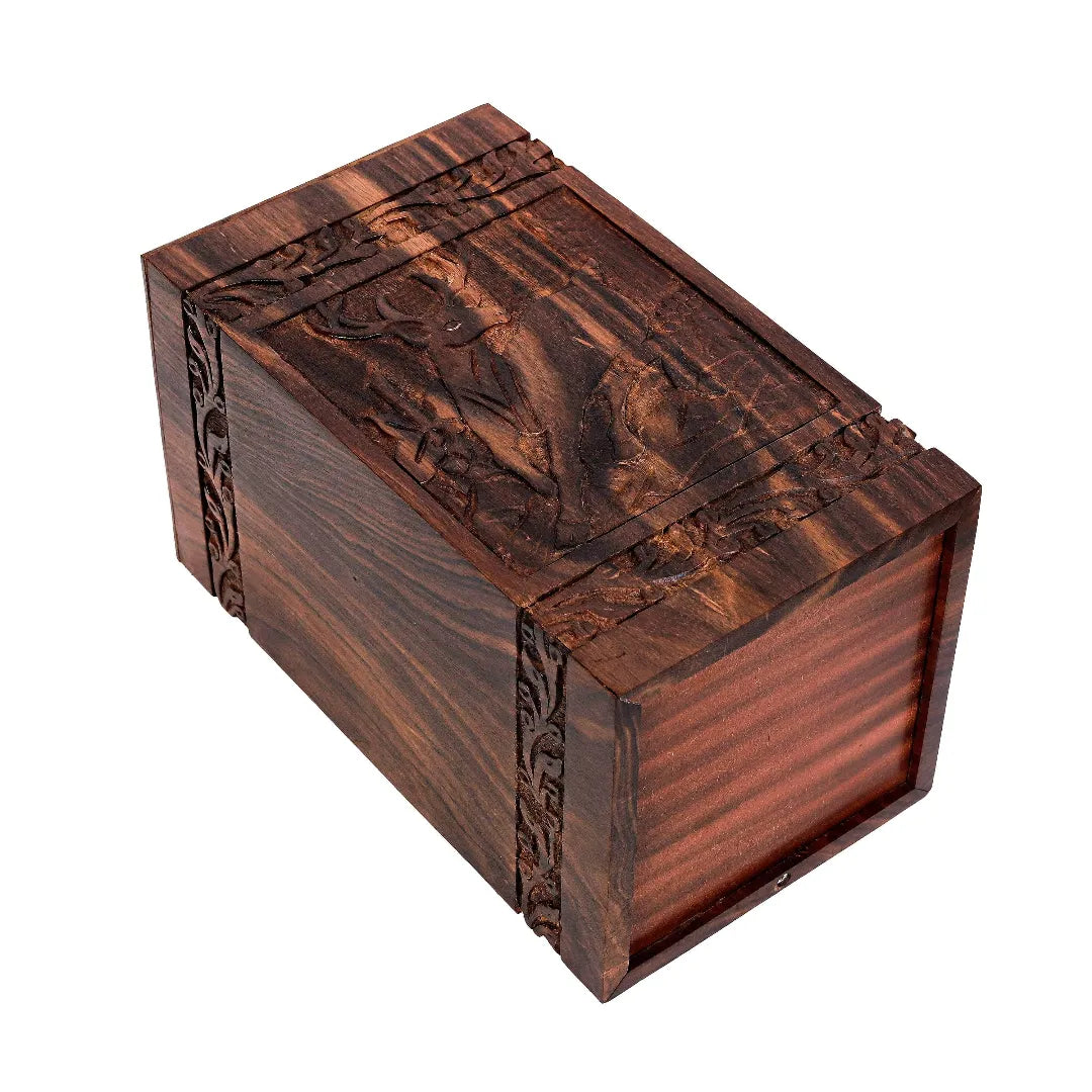 Solid Wood Deer Design Adult Cremation Urn