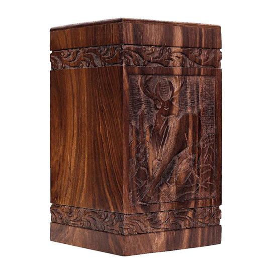 Solid Wood Deer Design Adult Cremation Urn