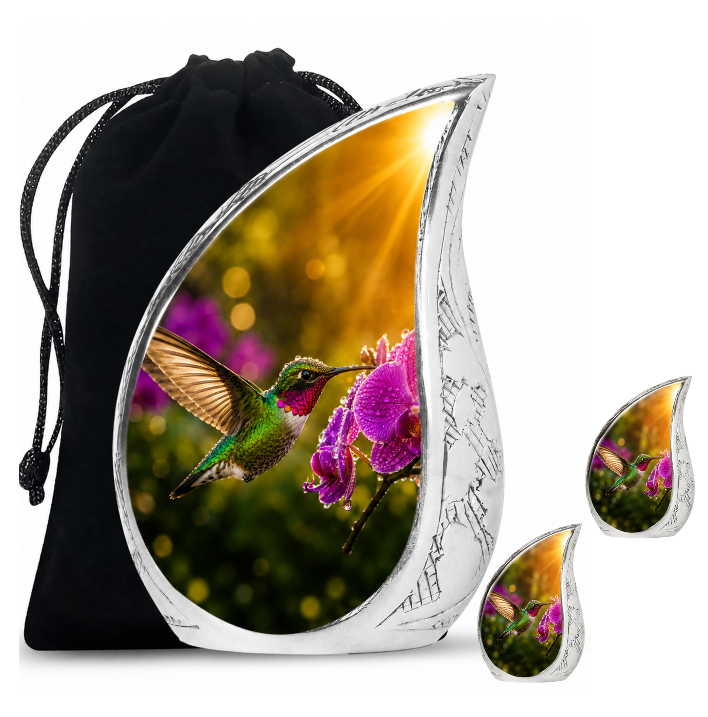 Hummingbird & Orchid Cremation Urn for Ashes