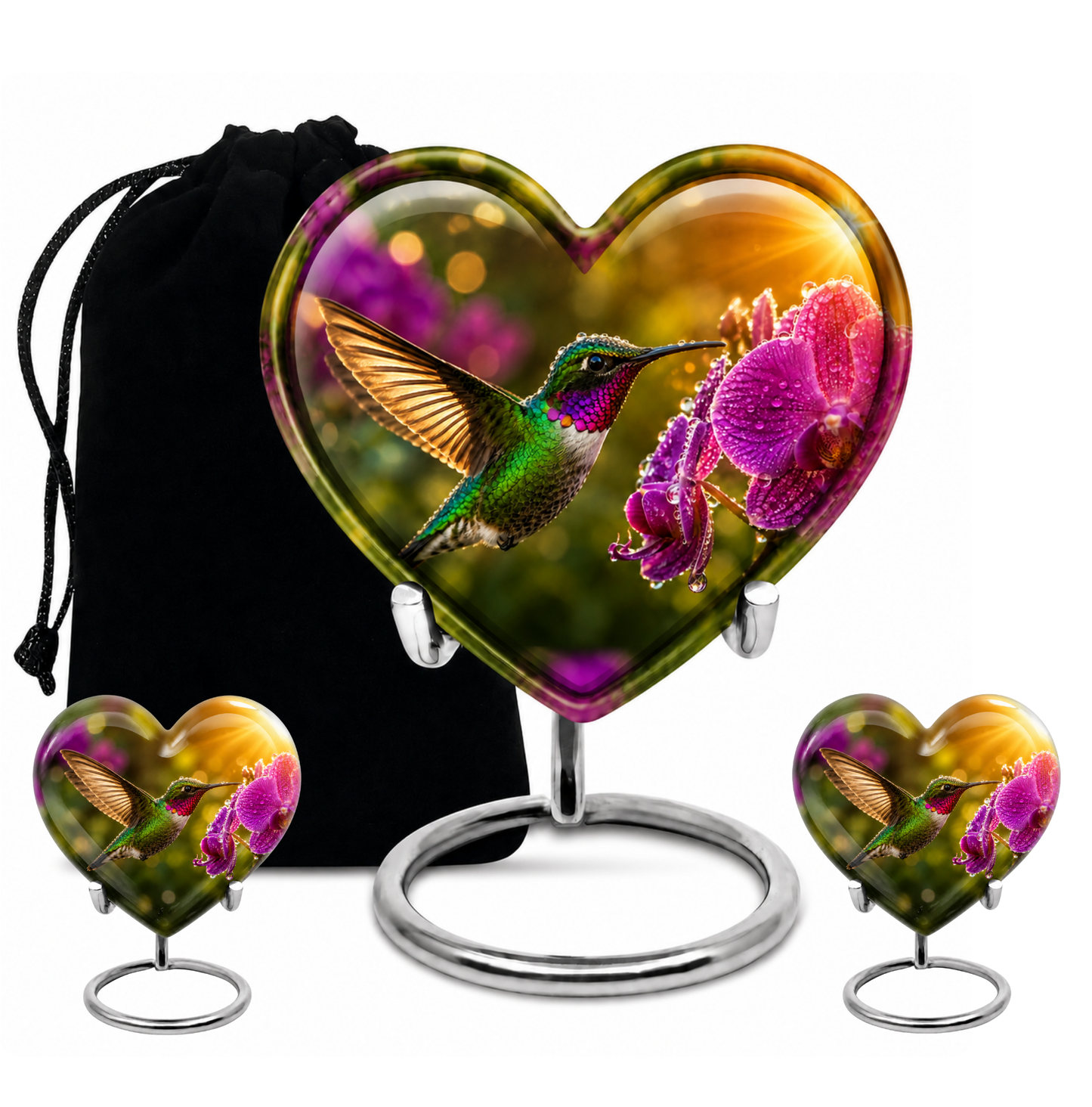 Hummingbird & Orchid Cremation Urn for Ashes