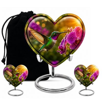 Hummingbird & Orchid Cremation Urn for Ashes