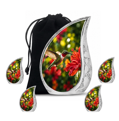 Hibiscus and Hummingbird Cremation Urn for Ashes