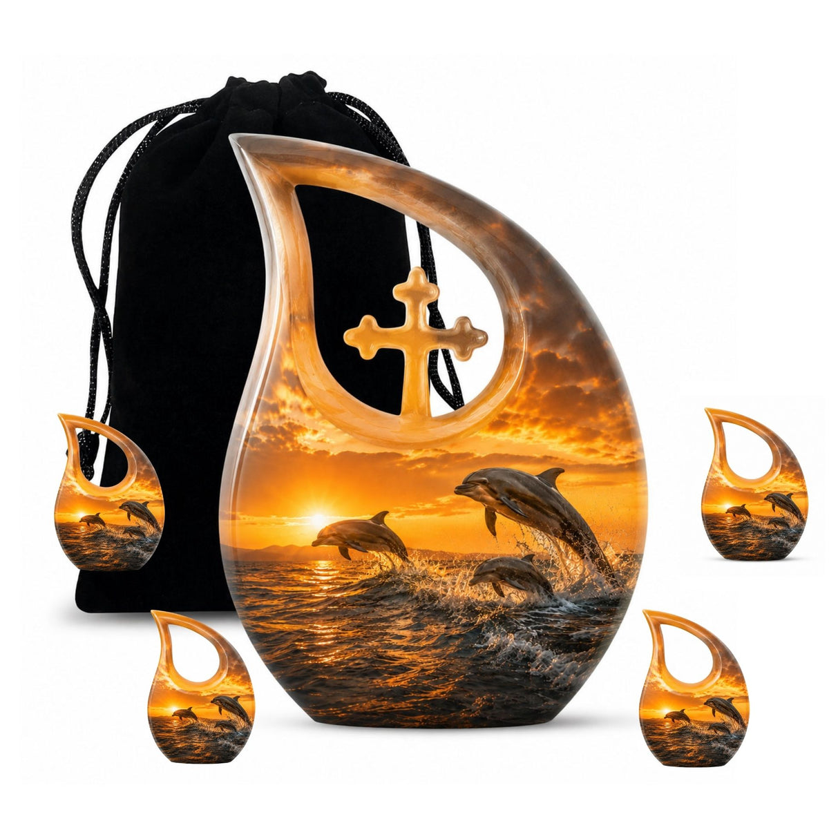 Oceanic Dolphin Family Cremation Urn