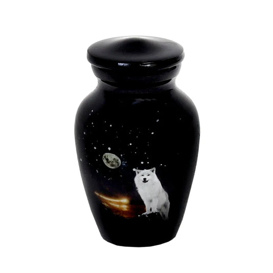 White Wolf Mini Keepsake Urn