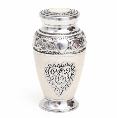Keepsake Urn Set of 4 – Silver Heart Cremation Urn