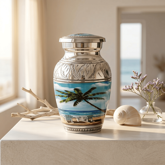 Small Beach Themed Keepsake Cremation Urn